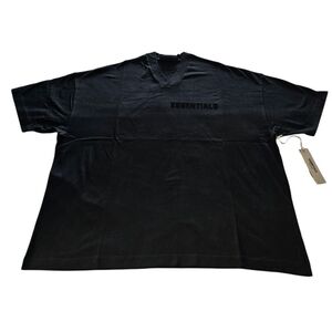 Essentials Black V-Neck Logo Tee